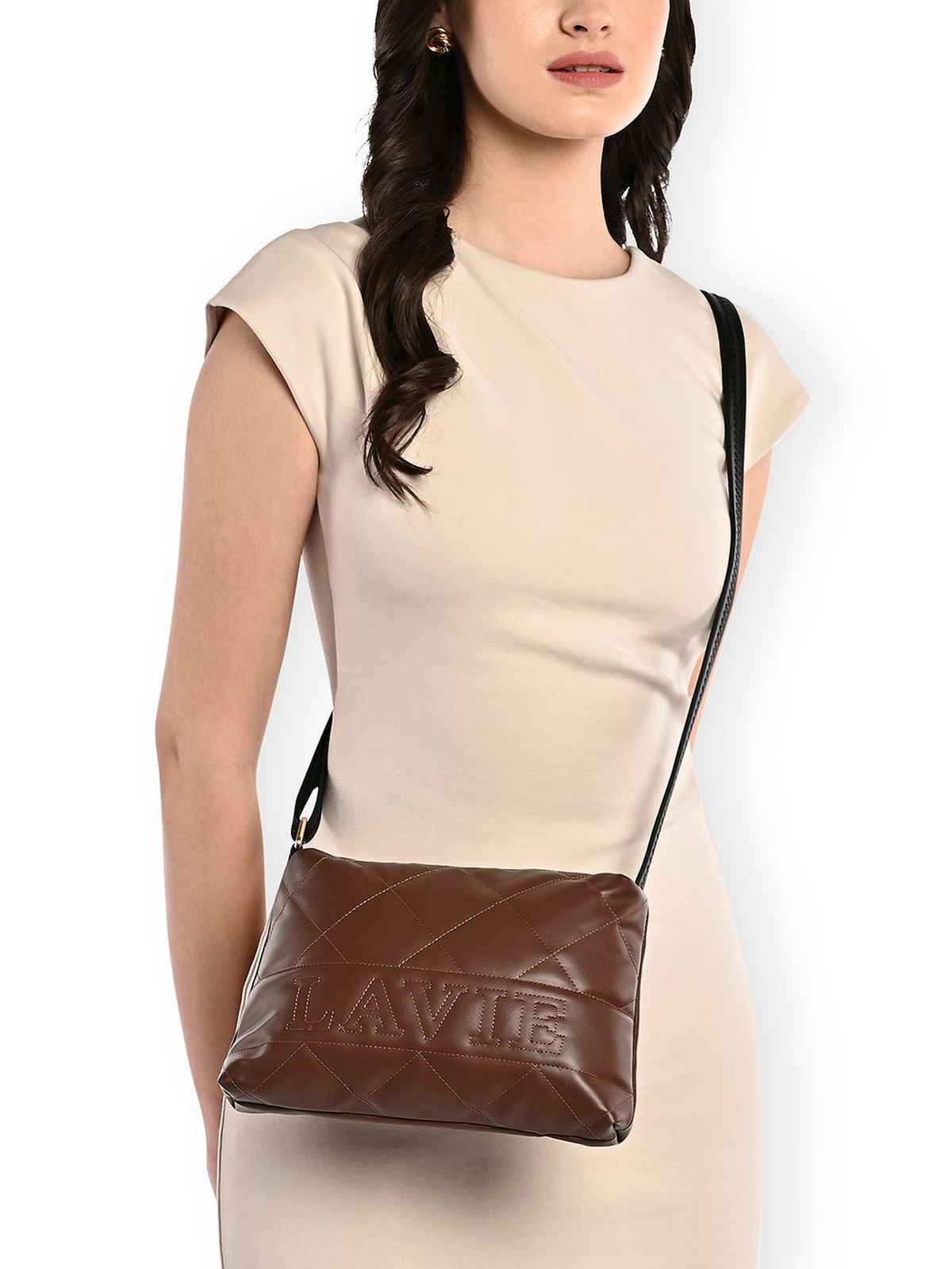 Lavie Women's Quilt Jill Top Zip Sling Bag | Tan