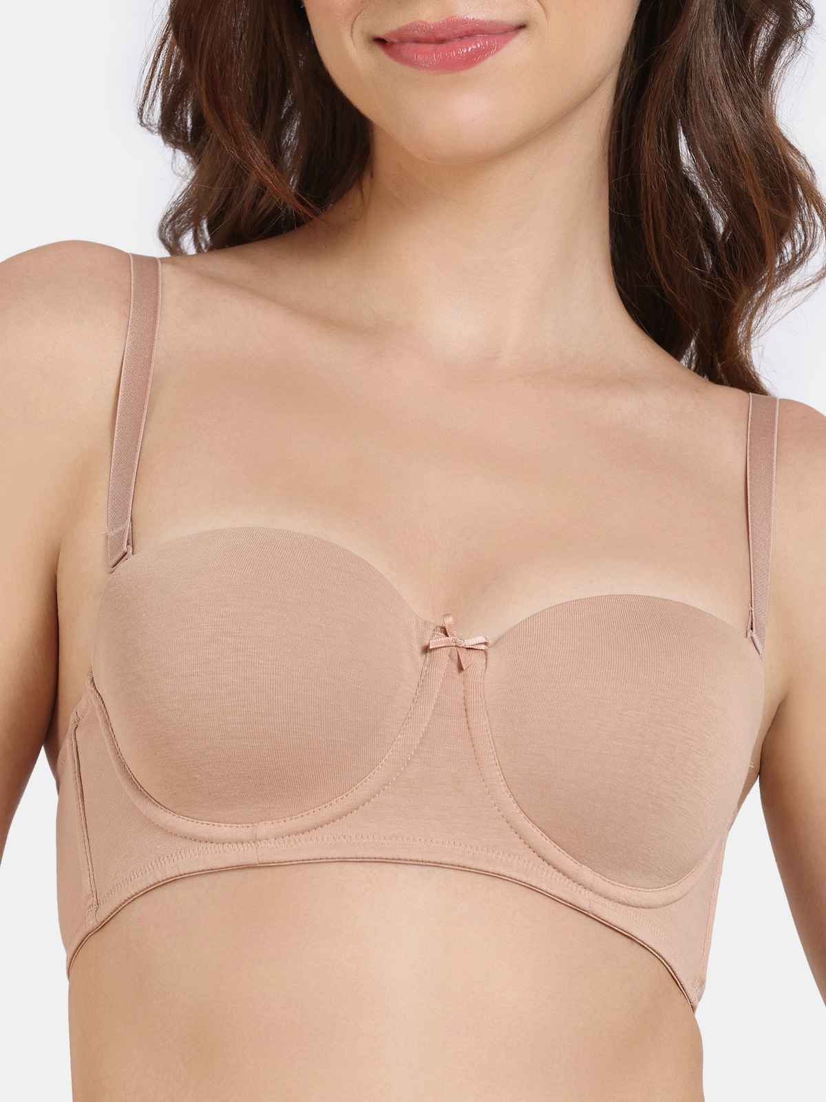 Zivame Beautiful Basics Padded Wired Medium Coverage Strapless Bra - Nude-32 B