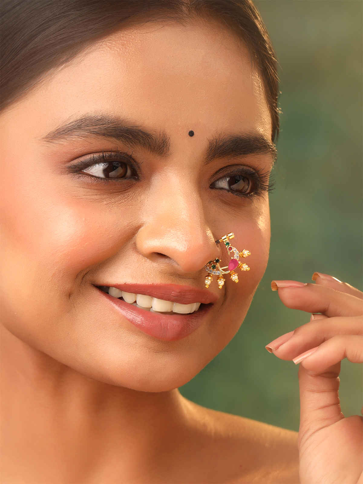 Yellow Chimes Gold Plated Non-Piercing Nose Ring for Women