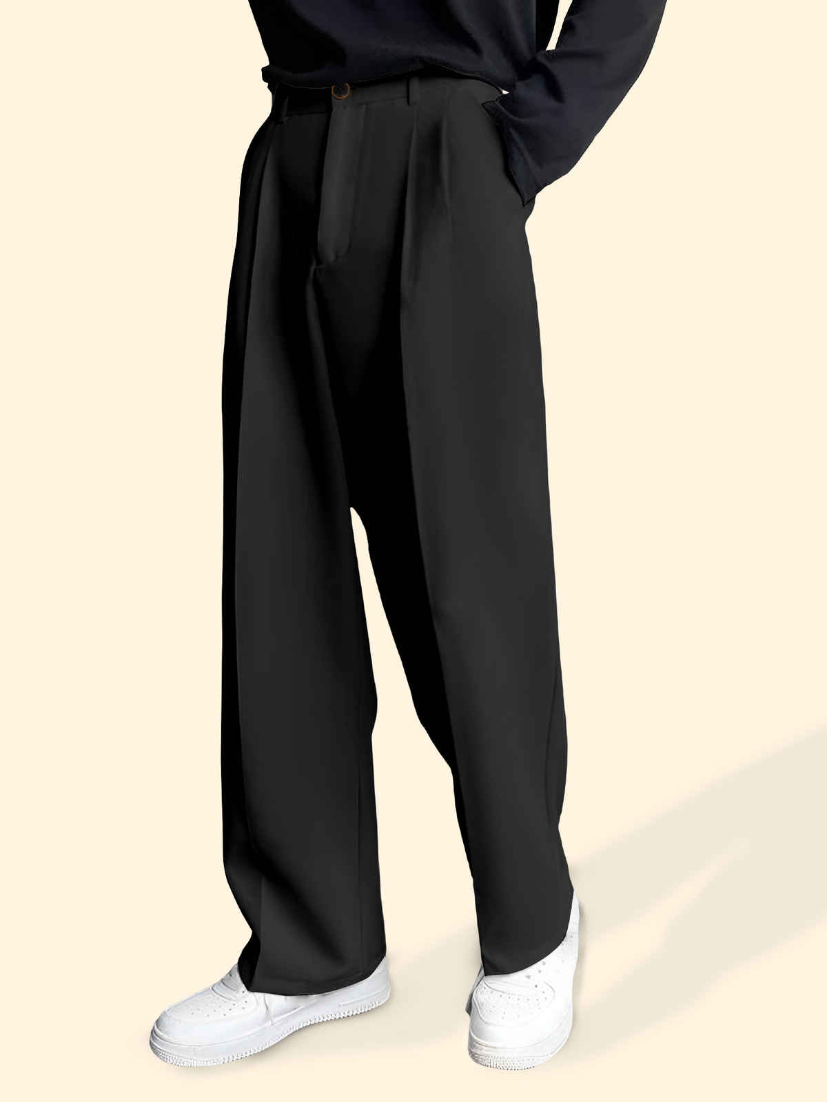 FTX Men's Relaxed Fit Lycra Blend Korean Trouser | Black - 30