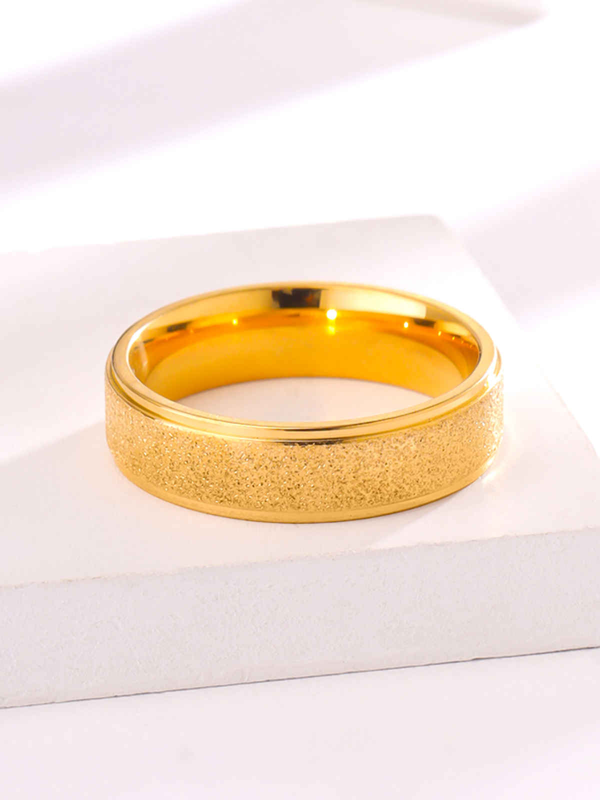 Yellow Chimes Stardust Design Golden Ring for Men, Stainless Steel