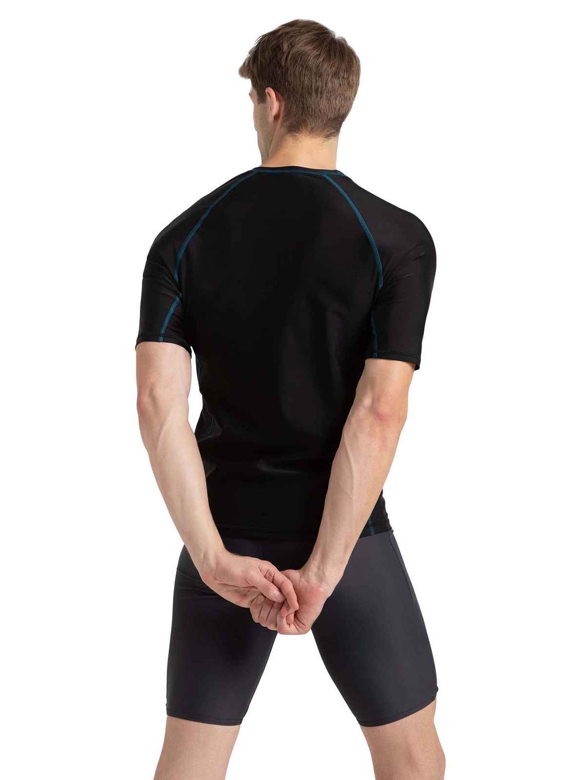 Speedo Men's Endurance 10 Short Sleeve Swim T| shirt | Black | M