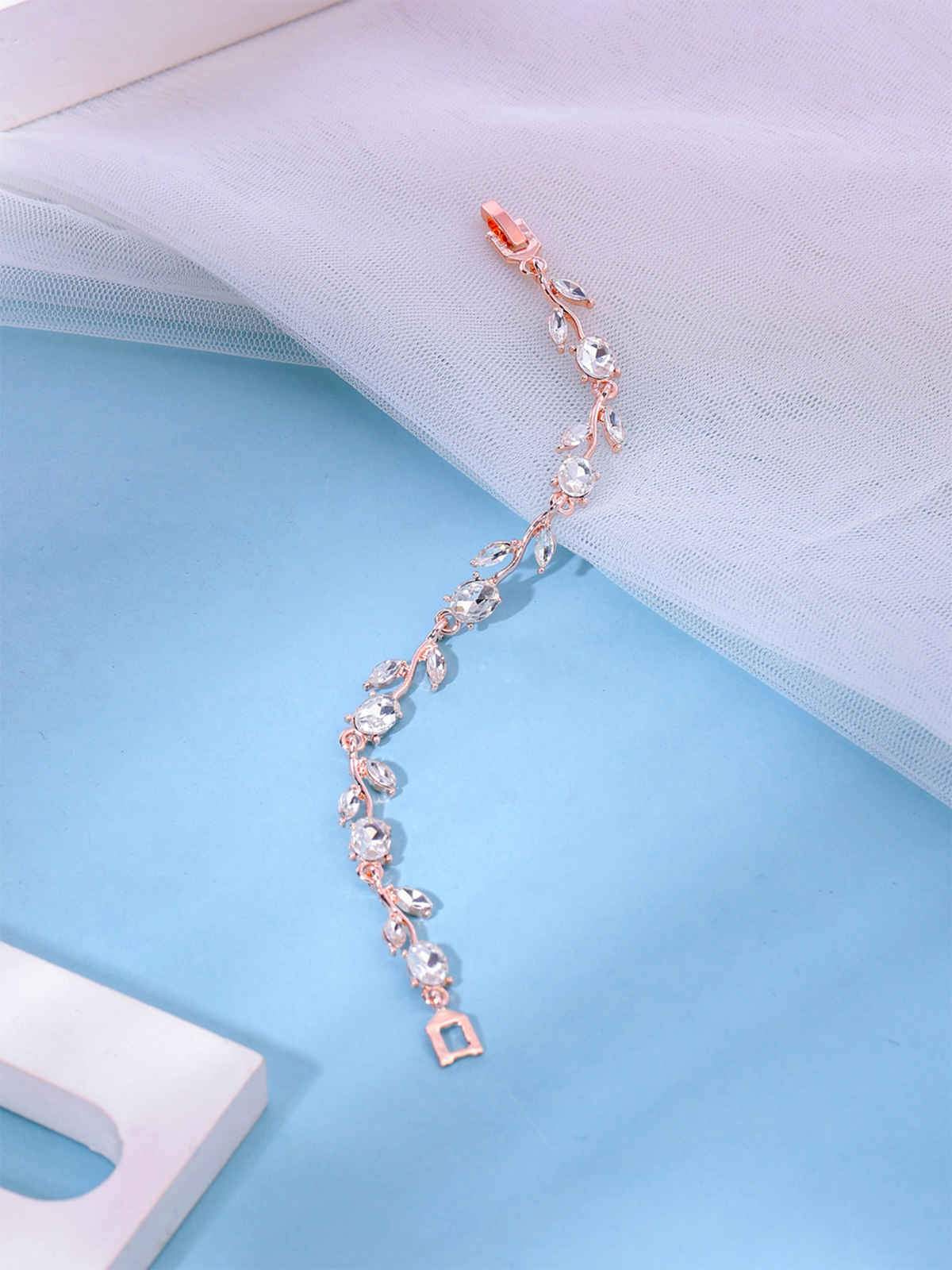 Yellow Chimes Women Crystal Bracelets | Leaf Shaped | CZ Crystals