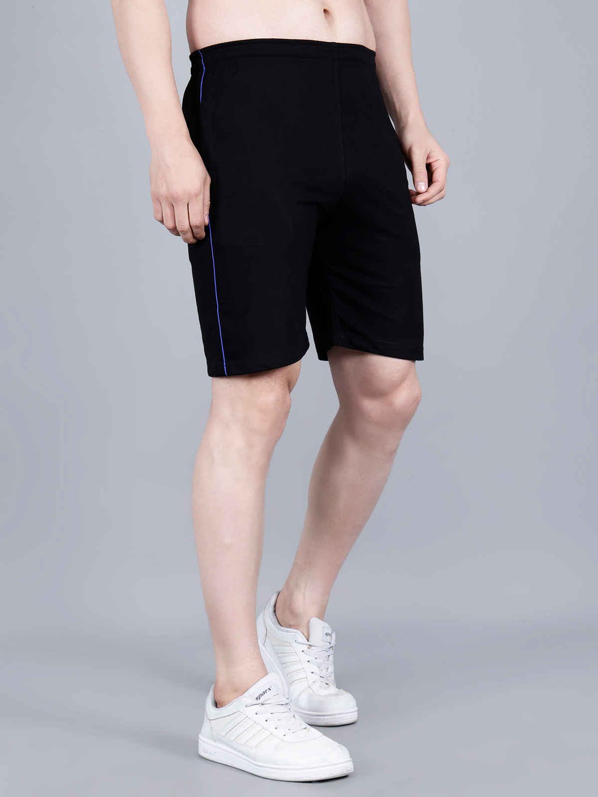 Texfro Men's Solid Knee Length Relaxed & Regular Shorts with Side Pockets | Black - L