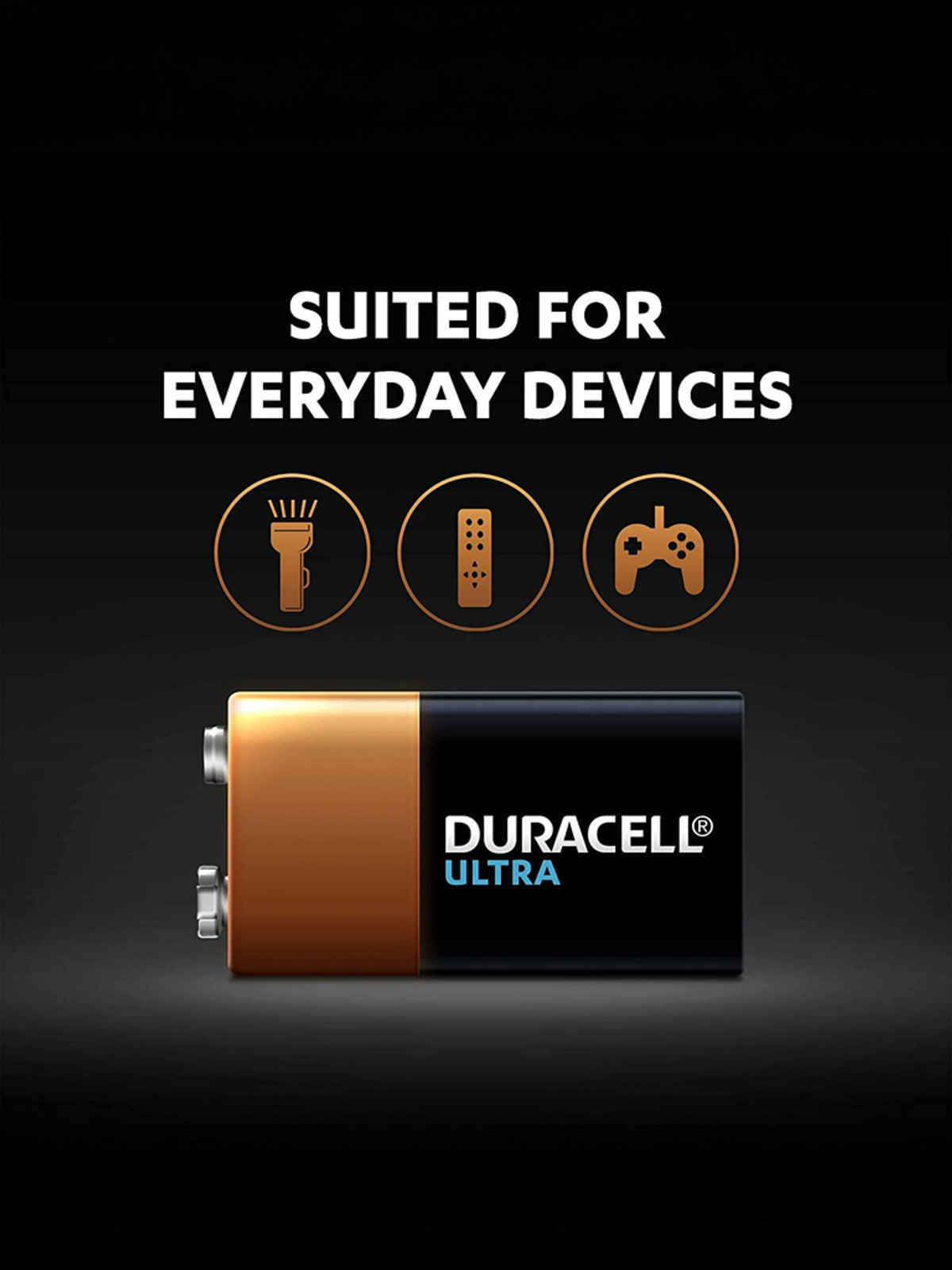 Duracell Ultra 9V Battery, Pack of 1, High-Drain Devices, Smoke Alarm, Radio, Smoke Detector