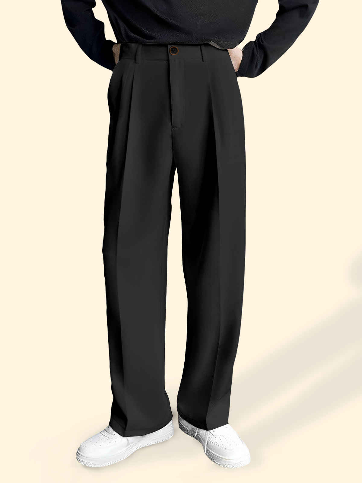 FTX Men's Relaxed Fit Lycra Blend Korean Trouser | Black - 30