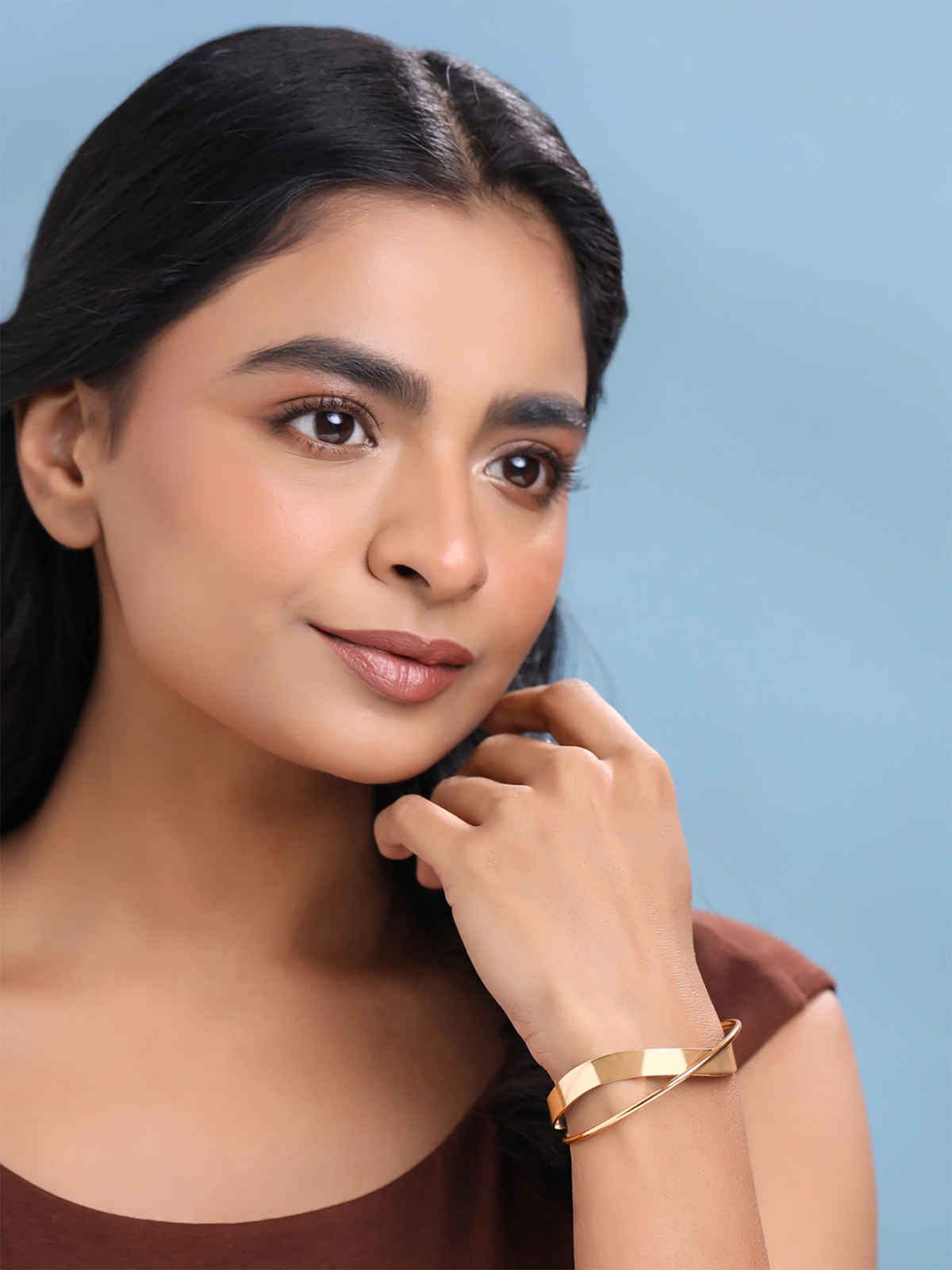 Yellow Chimes Twisted Gold Plated Hand Cuff Kadaa Bracelet for Women