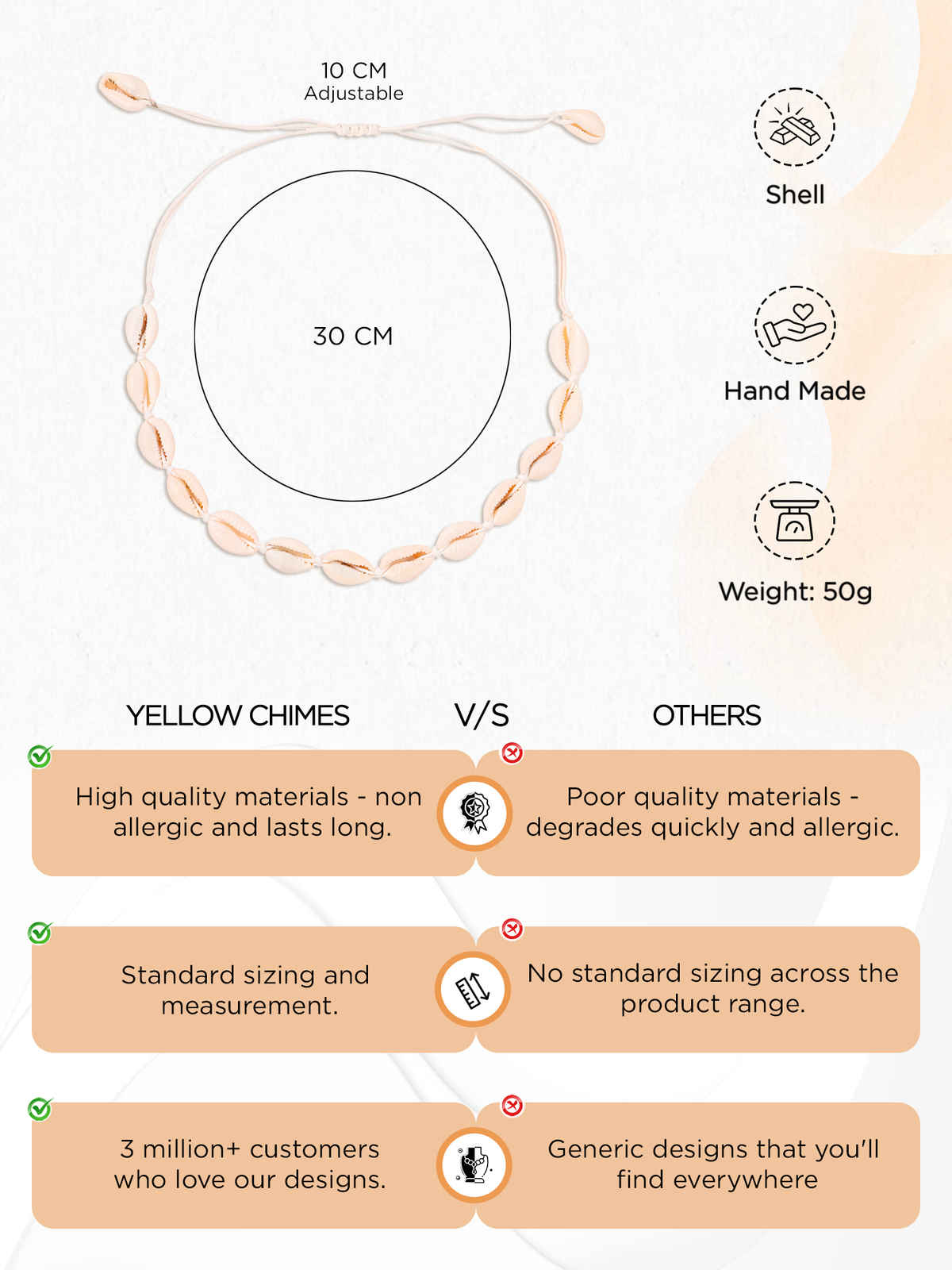 Yellow Chimes Handmade White Choker Necklace for Women