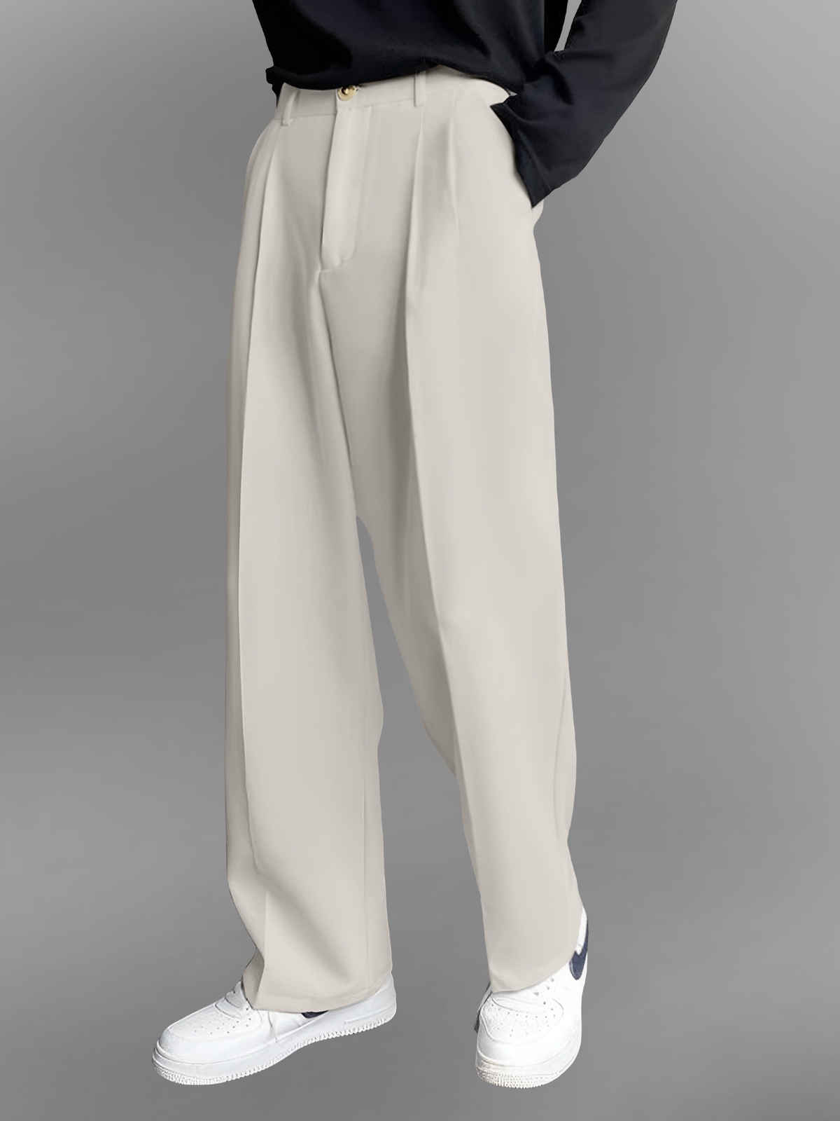 FTX Men's Relaxed Fit Lycra Blend Korean Trouser | Light Grey - 34