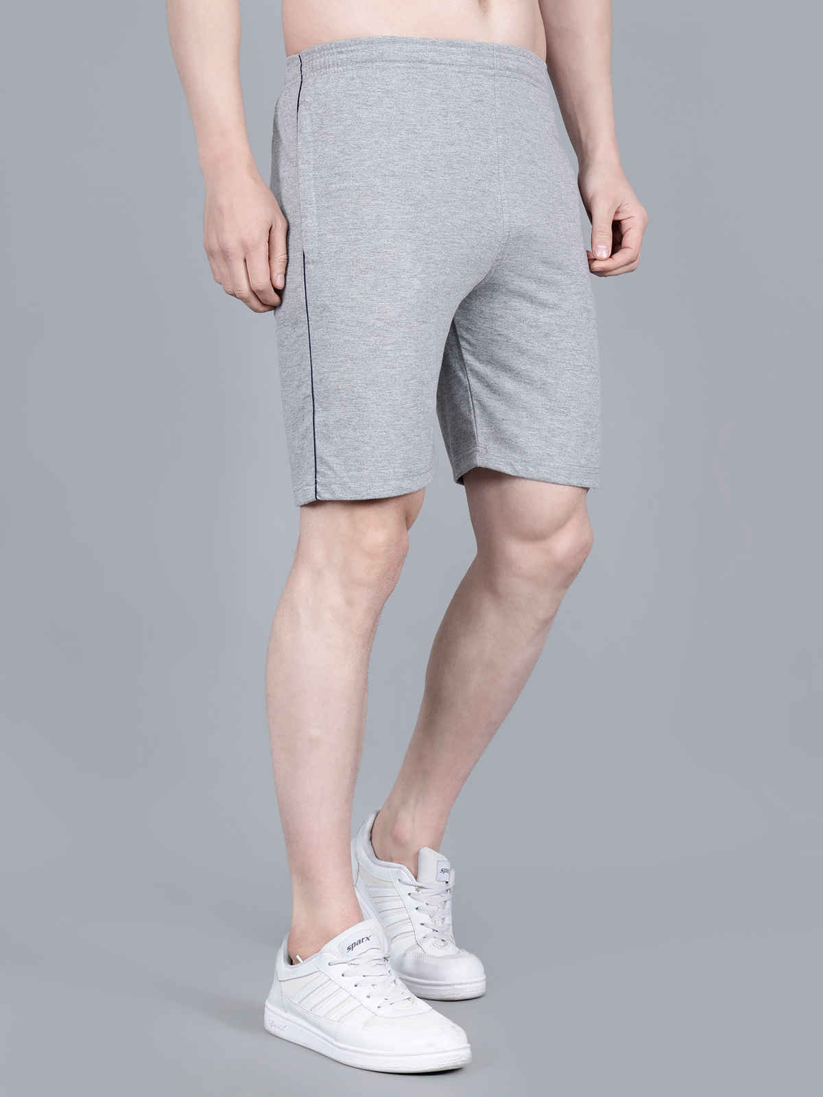 Tex-Fro Men's Solid Knee Length Relaxed & Regular Shorts with Side Pockets | Grey - M