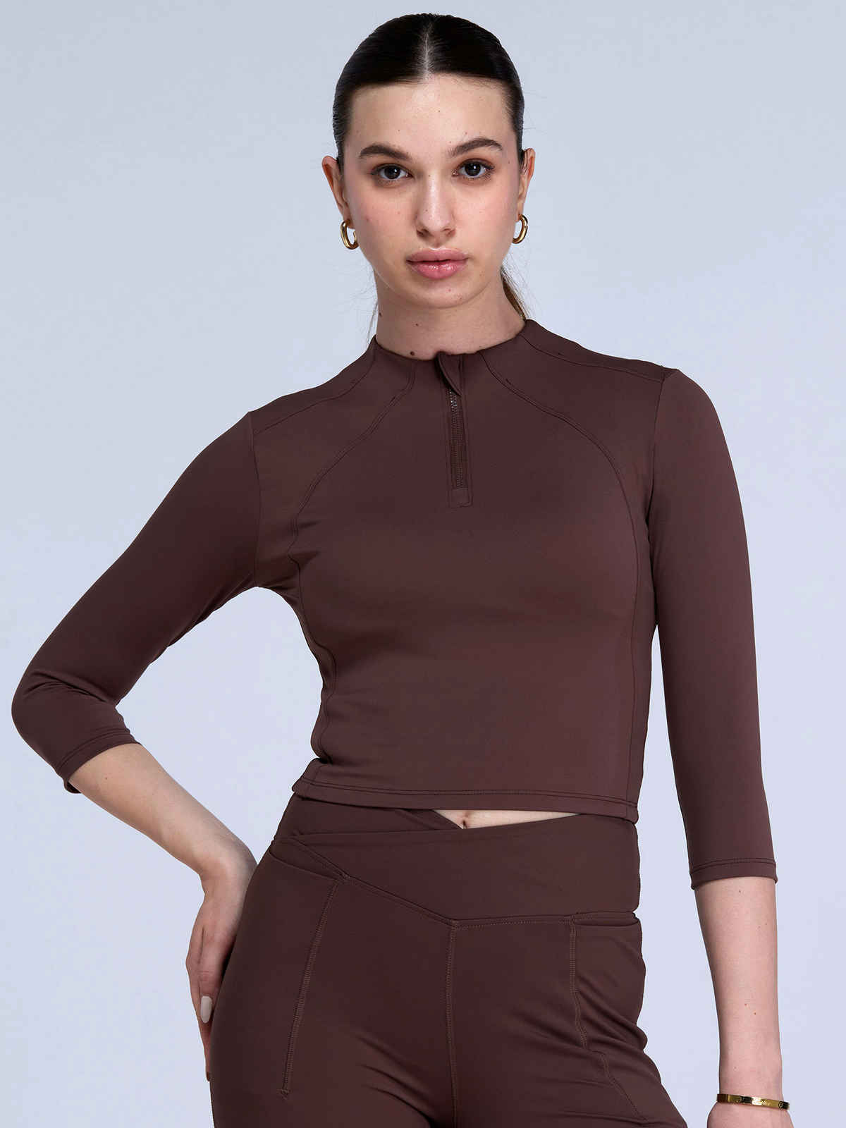 Cava Athleisure Women's Silhouette Zip Top | Brown - M