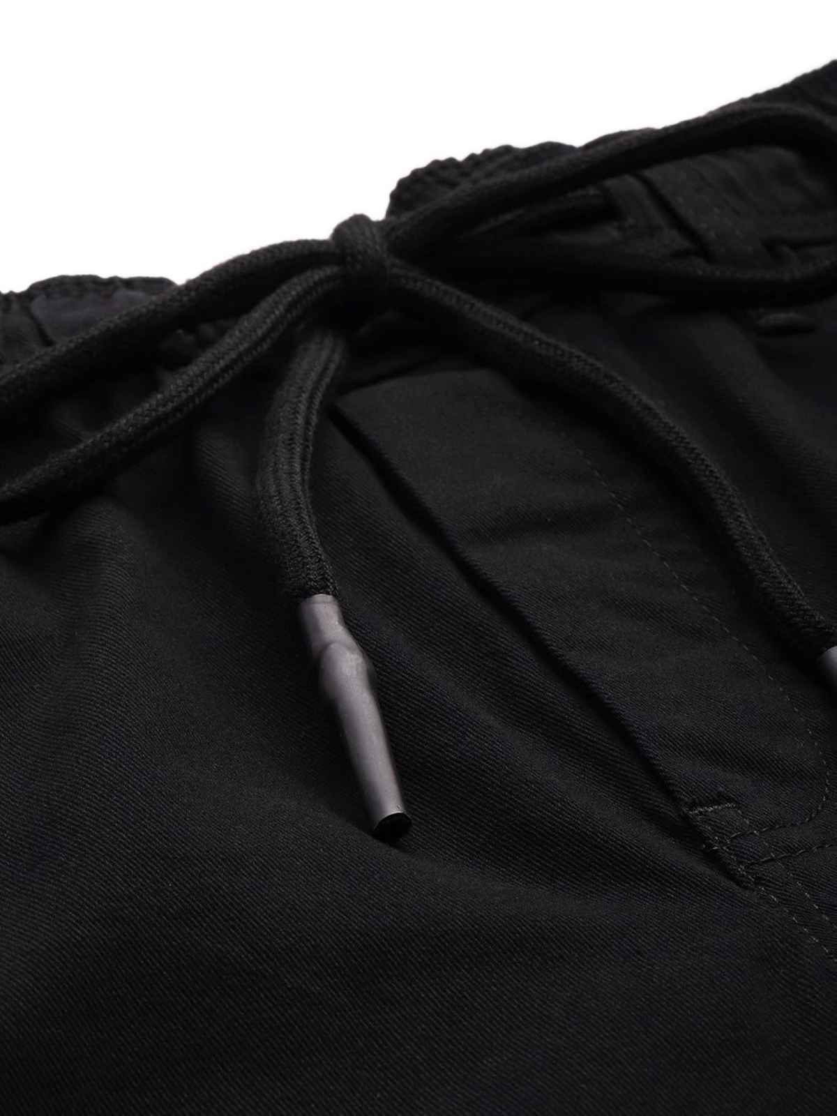 The Indian Garage Co Men's Slim Fit Solid Casual Joggers | Black - 30