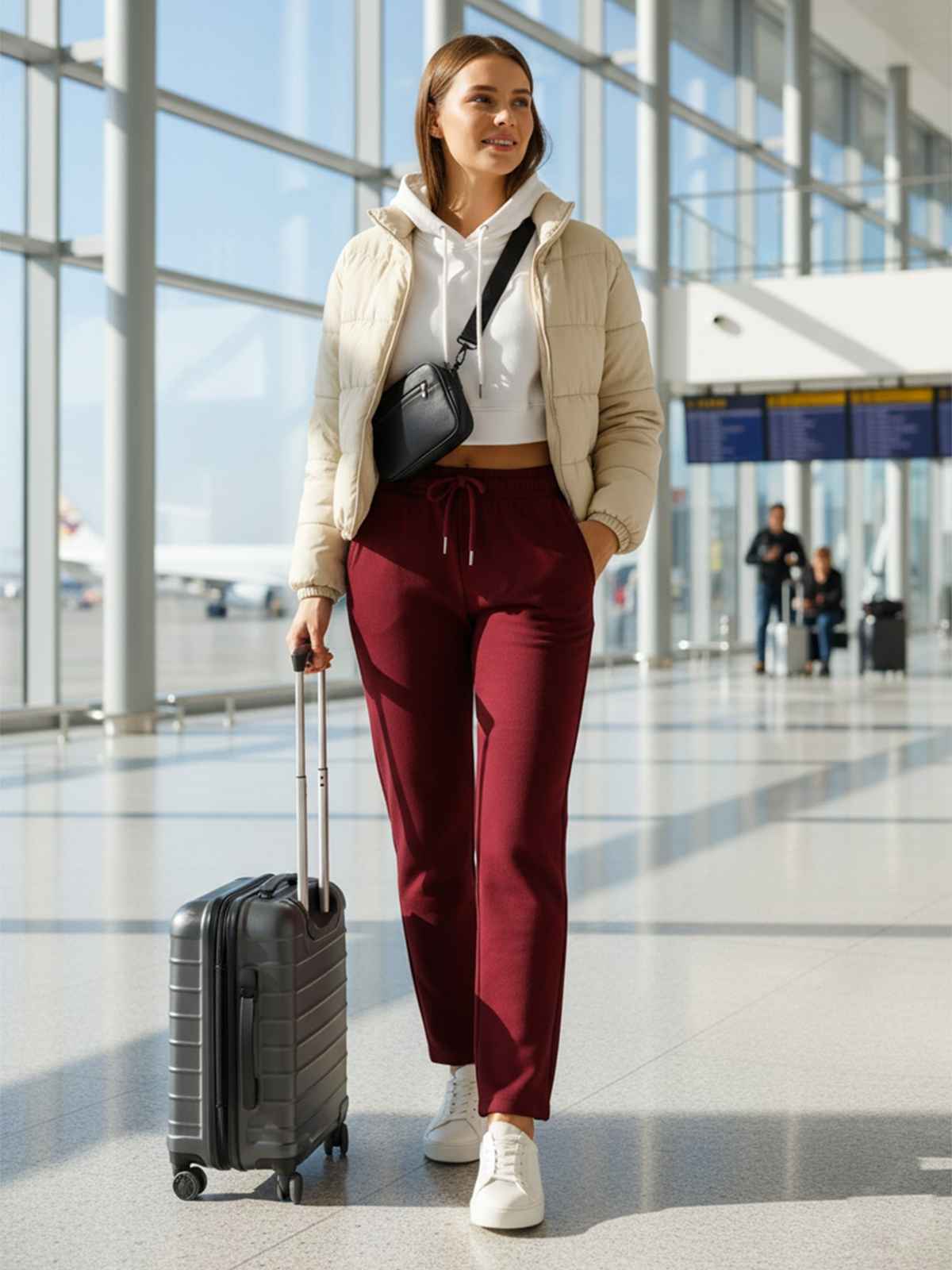 Blinkin Women's Fleece Trackpants | Warm Winter Joggers with Pockets | Maroon - M