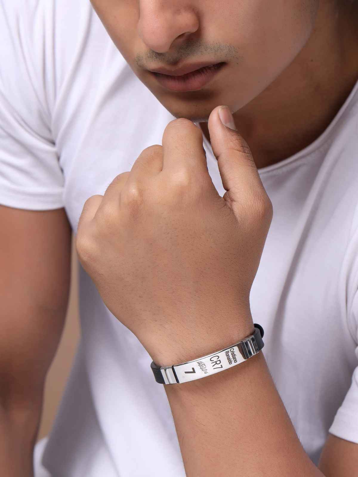 Yellow Chimes Men Stainless Steel Wraparound Bracelet