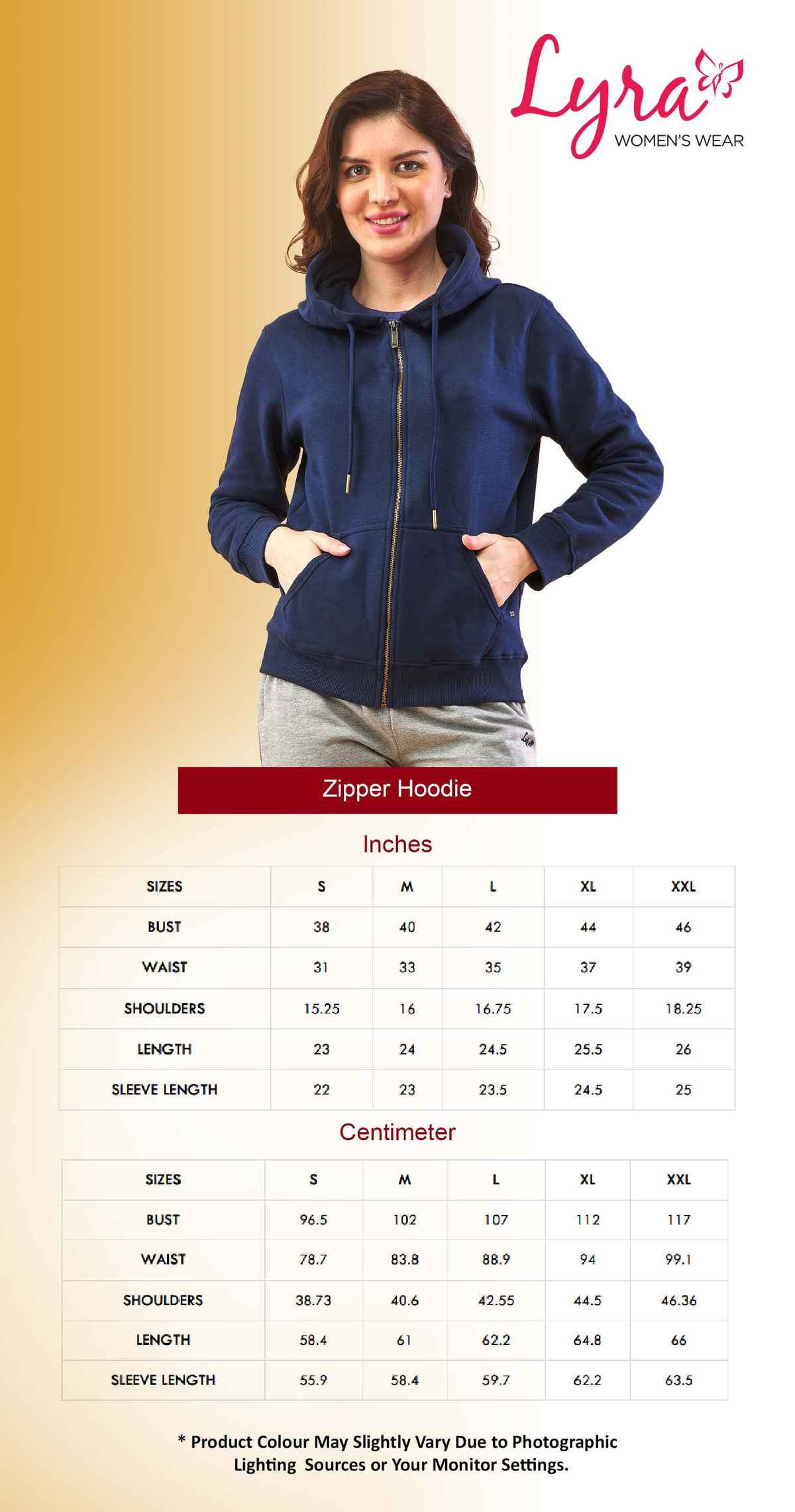 Lyra Women's Zipper Hoodie | Ink Blue - L