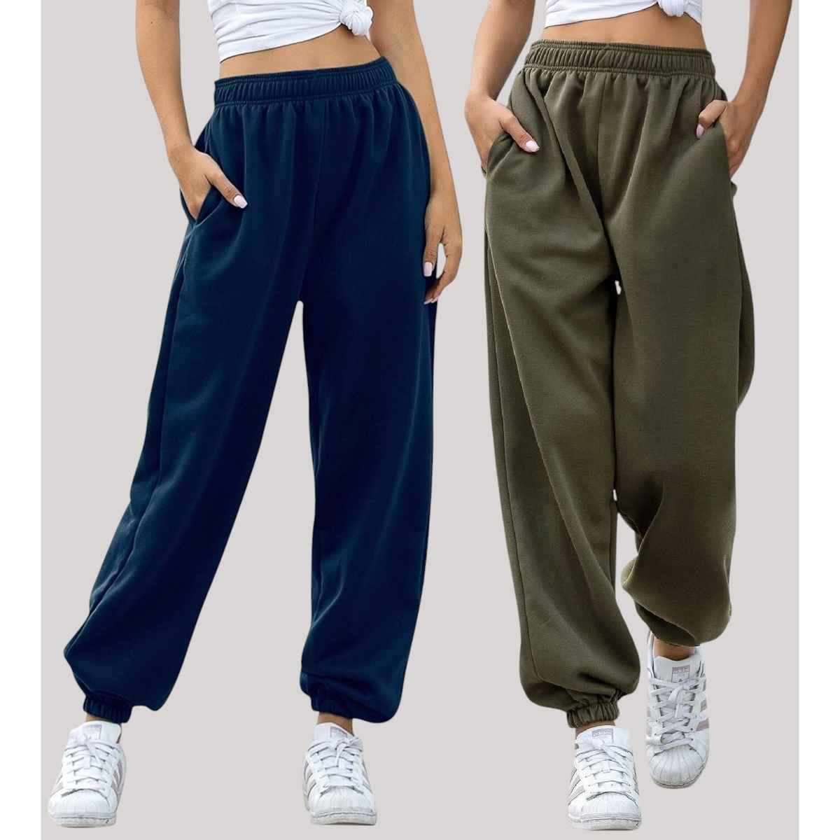 Q-rious Women's Cozyflex Joggers | Plaz-CARGO-2c | Navy & Olive - 34