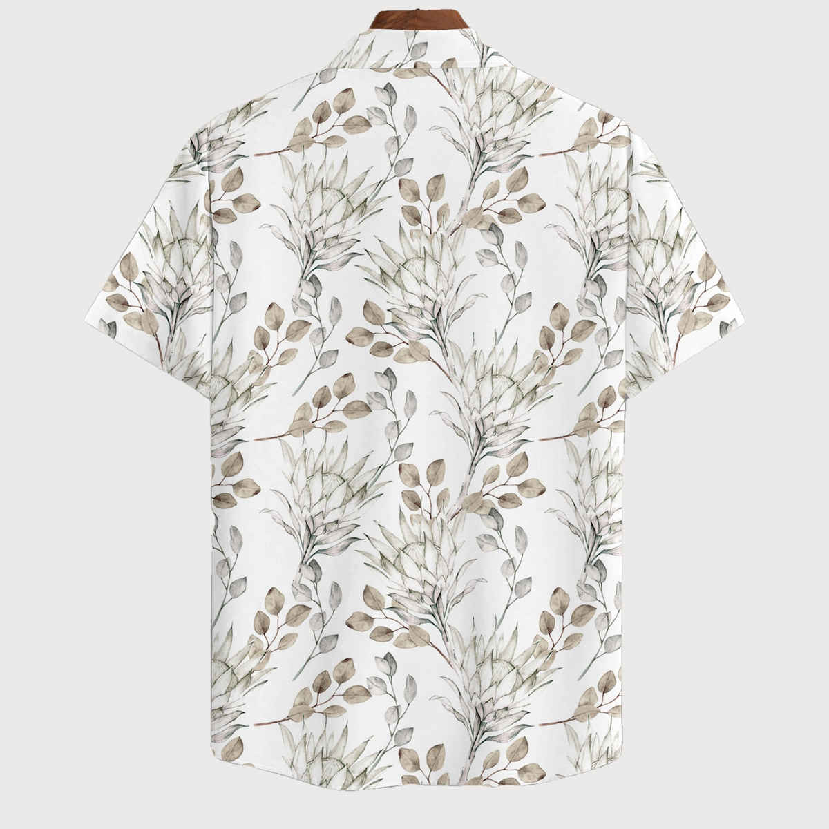 Bullmer Men's Trendy Regular Fit White Leaf Printed Causal Shirt | White - XL