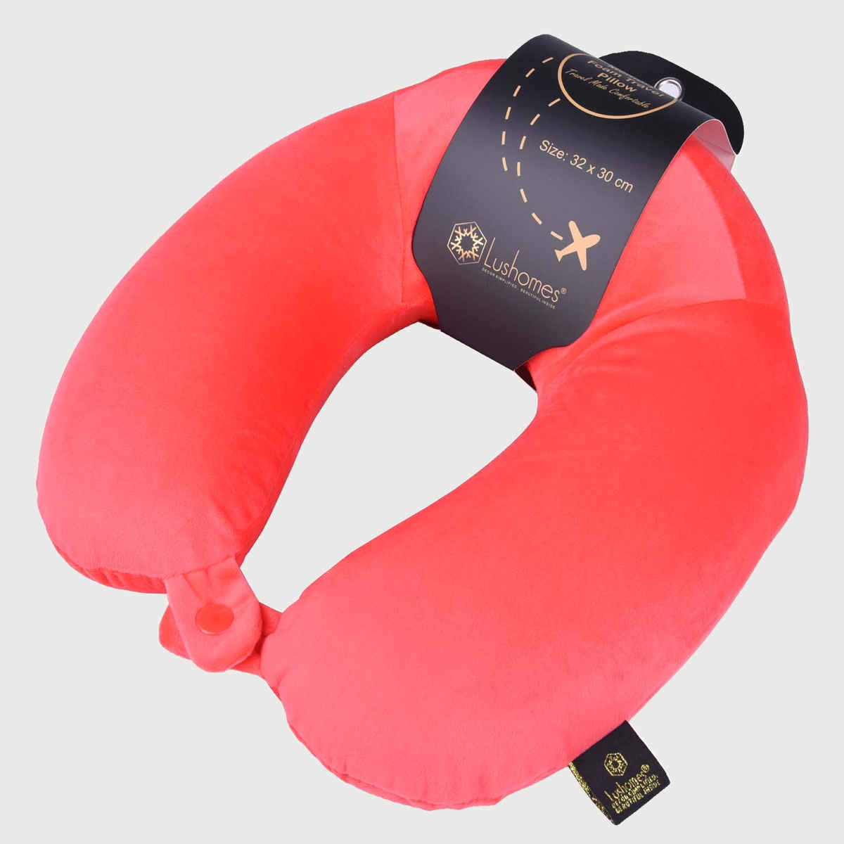 Lushomes Unisex Solid Memory Foam Neck Pillow | Red - One Size