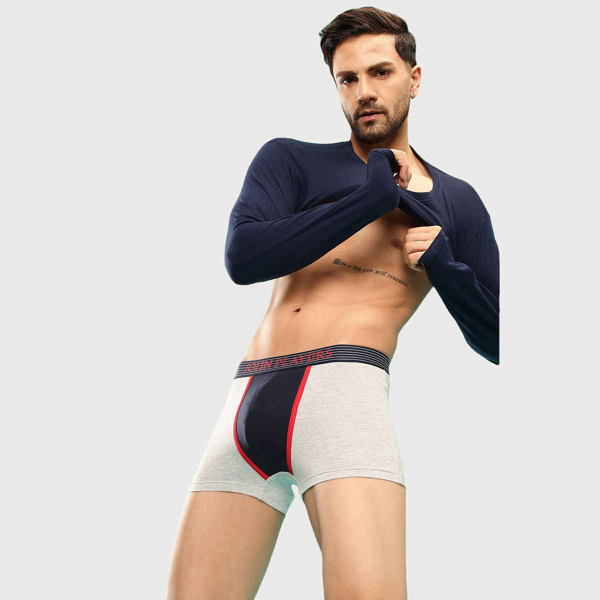 John Players Men's Colour Blocked Trunk | (JTK042M01) | Grey - L