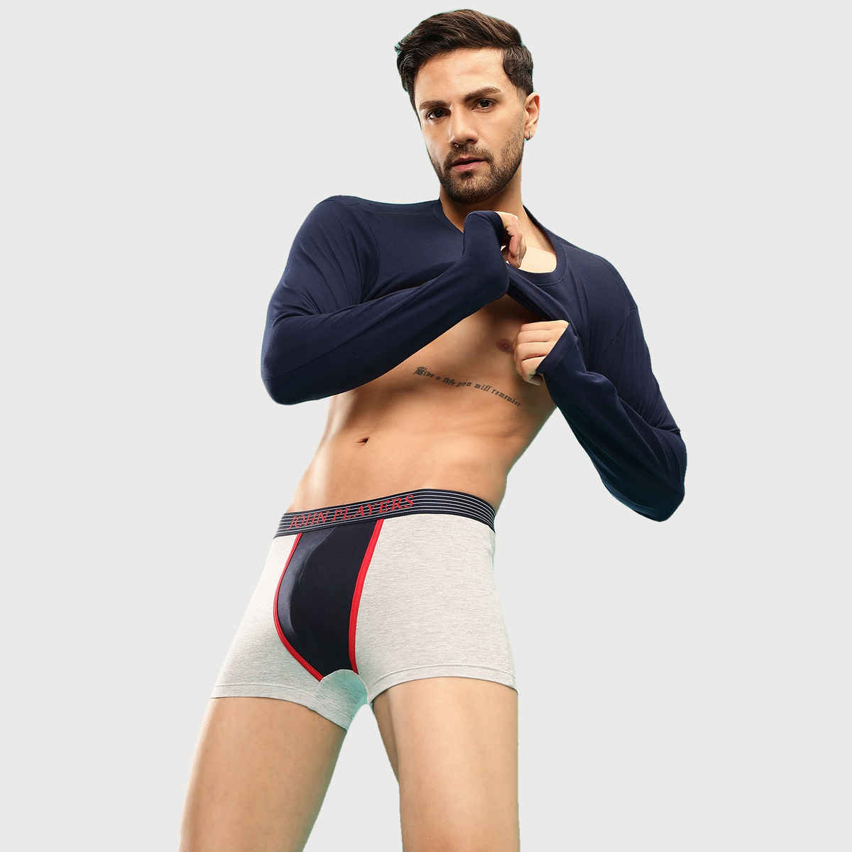 John Players Men's Colour Blocked Trunk | (JTK042M01) | Grey - L