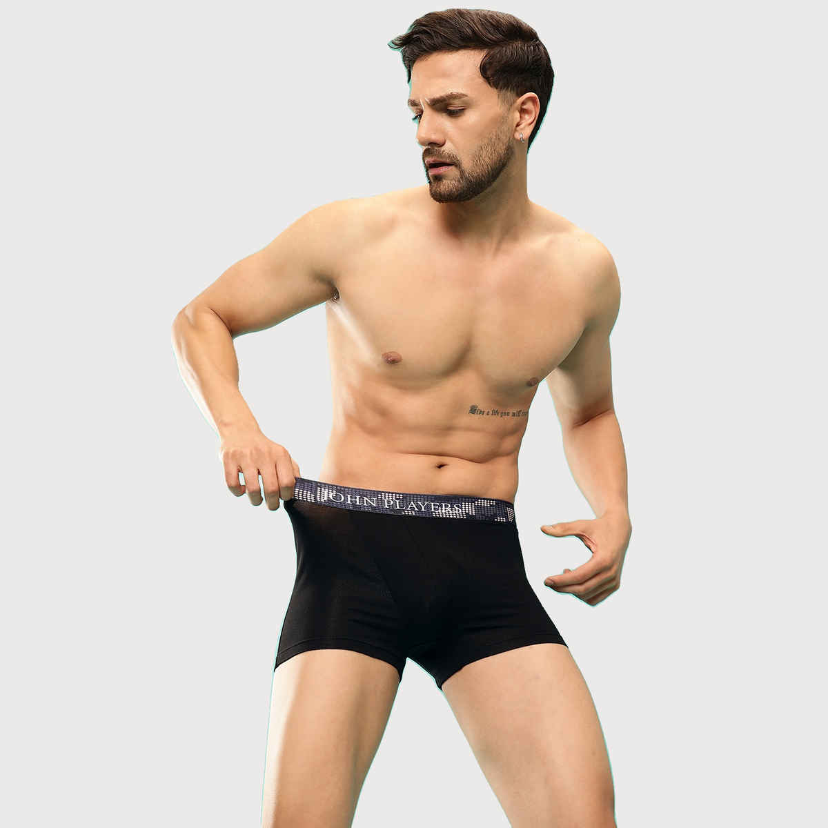 John Players Men's Classic Cotton Trunk With Sublimation Waistband | (JTK034M13) | Black - S