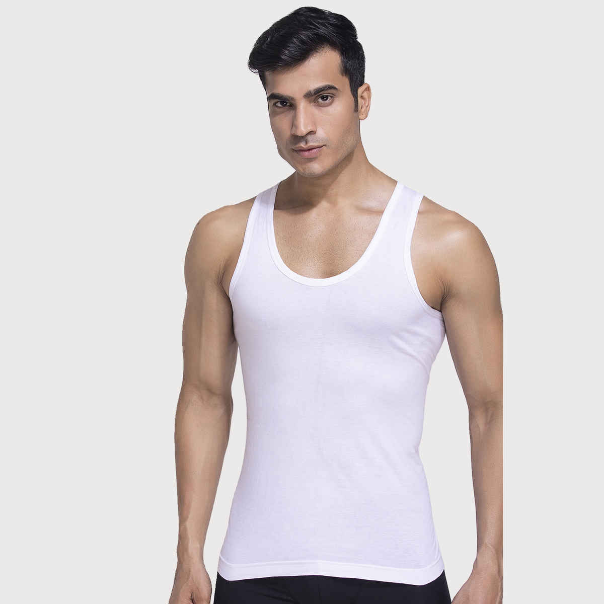 John Players Men's Classic Ribbed Cotton Vest | (JVT002M18) | White - S