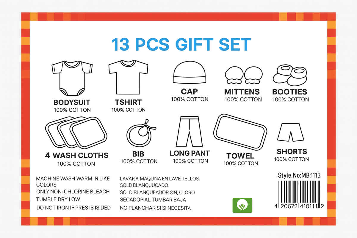 EIO Kids Cotton Solid Clothing Gift Set | Peach