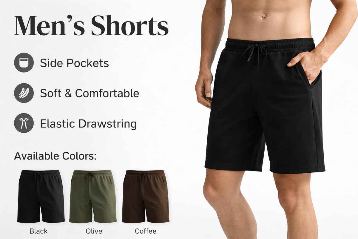 Gcyx Men's Soft and Casual Lower Wear Everyday Shorts | Black - L