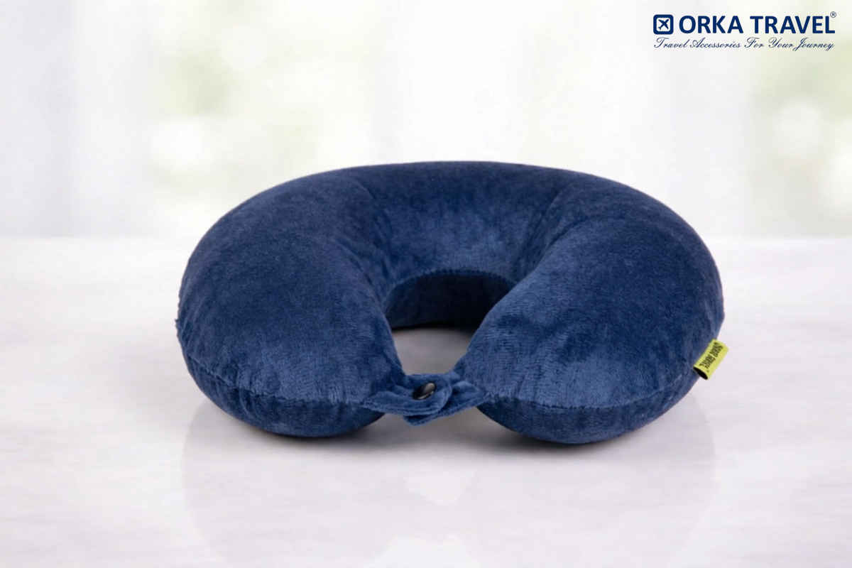 ORKA Travel U Shaped Neck Pillow Ultra Soft Polyfill Comfort | Blue
