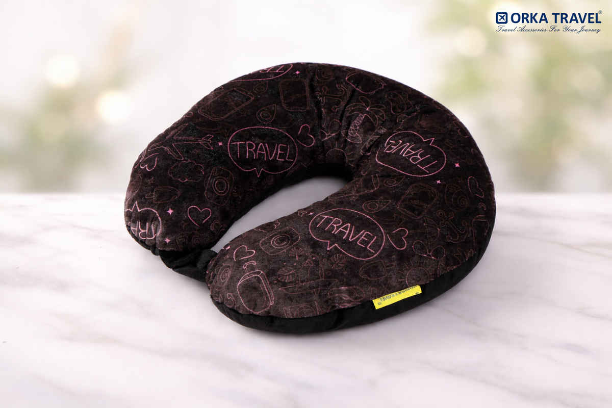 ORKA Travel Printed U Shaped Neck Pillow Polyfill Airplane Travel Theme