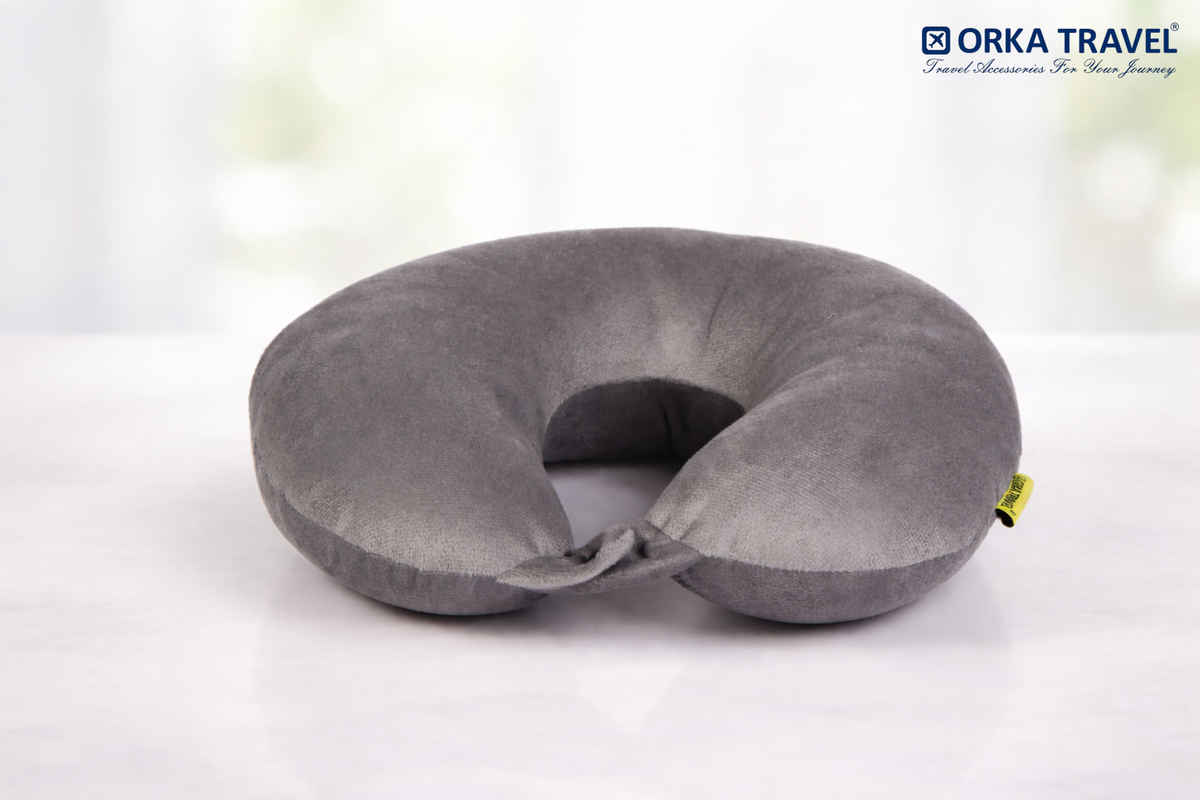 Orka Travel U Shaped Neck Pillow Ultra Soft Polyfill Comfort | Grey