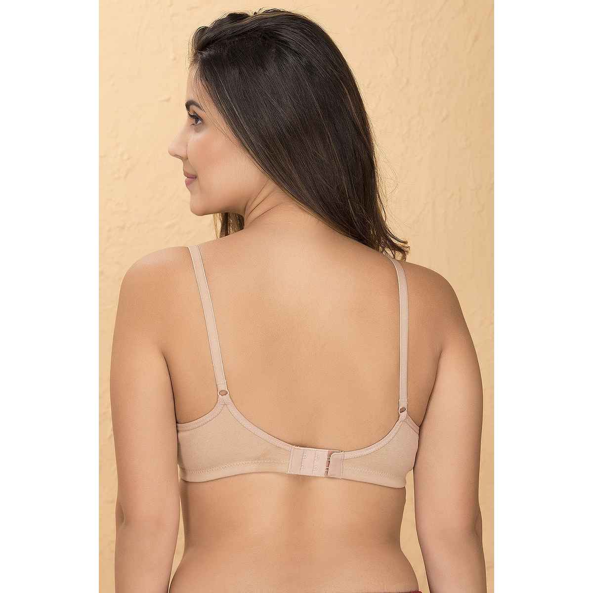 Clovia Women Padded Non-Wired Full Coverage T-Shirt Bra - Cotton Rich | Beige | 32C