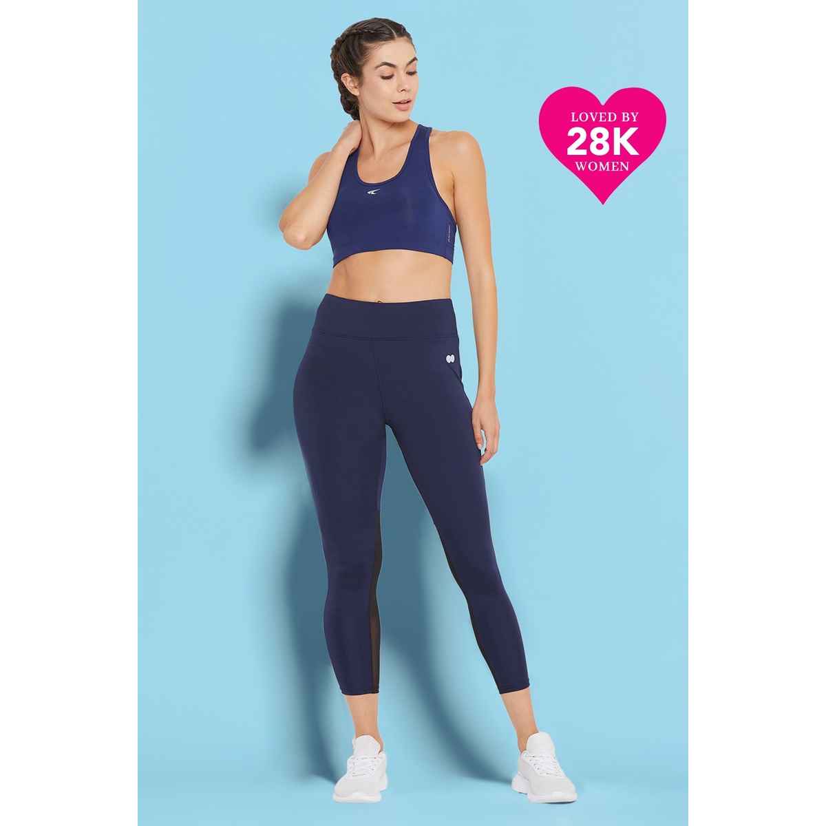 Clovia Activewear Ankle Length Tights For Women | Blue | S