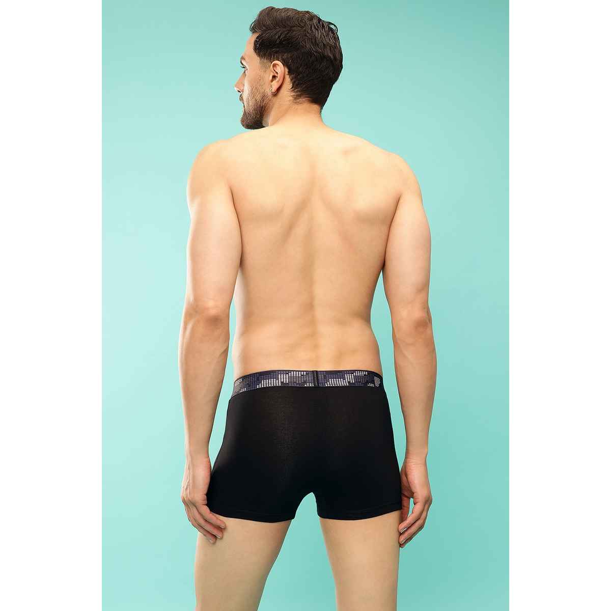 John Players Men's Classic Cotton Trunk With Sublimation Waistband | (JTK034M13) | Black - M