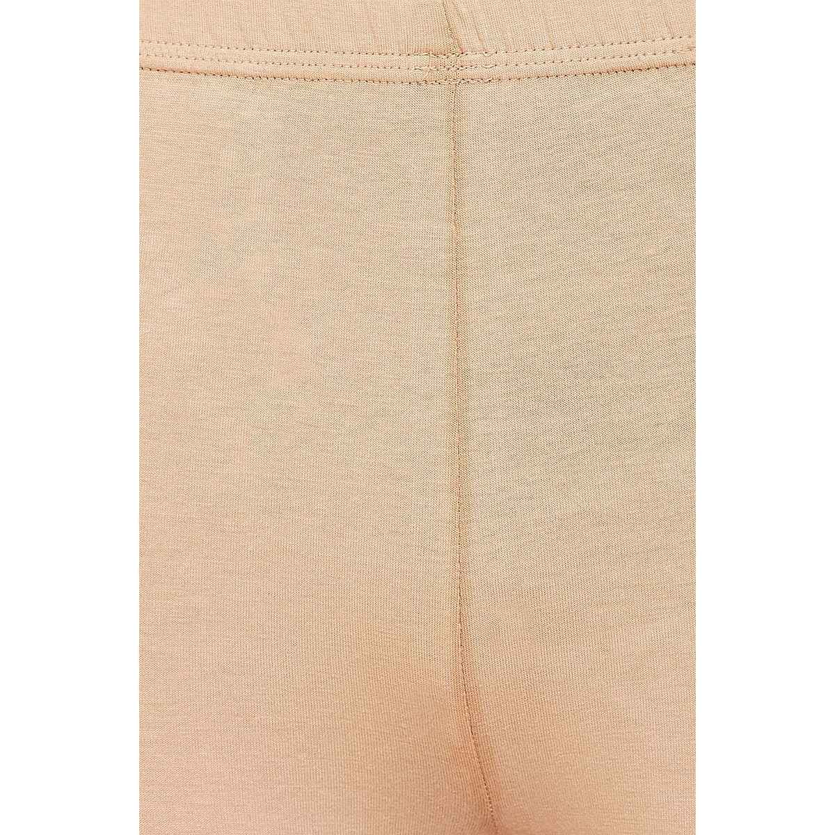 Clovia Cotton Mid Waist Cycling Shorts With Inner Elastic | Nude | L