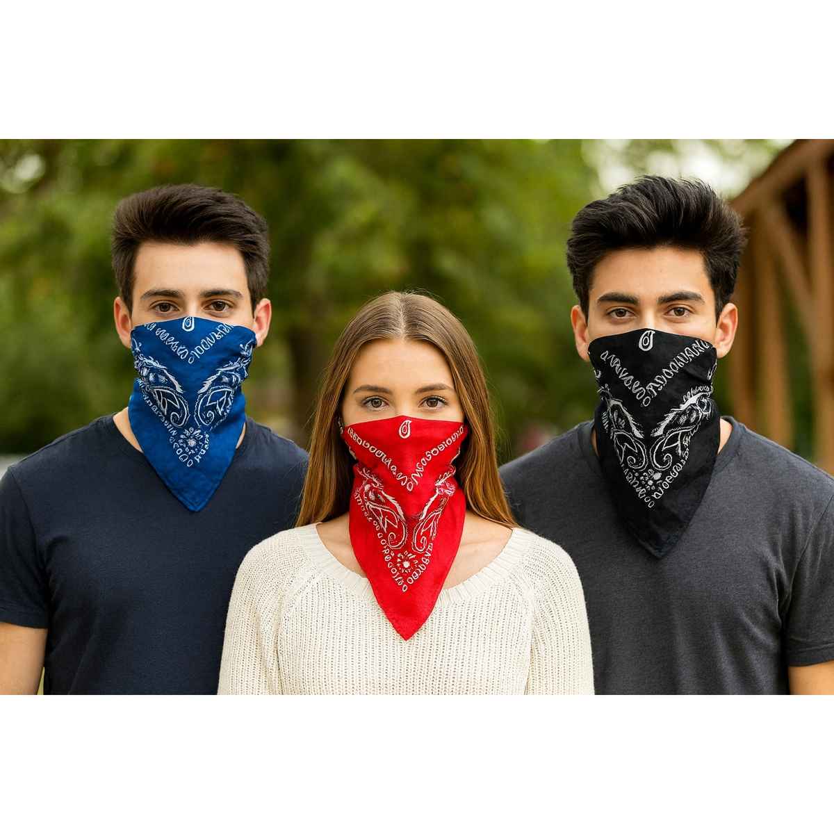 Royal Mart Unisex Cotton Blend Bandana | Black and Blue - One Size