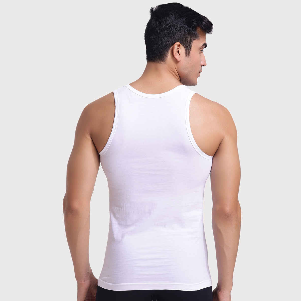 John Players Men's Classic Ribbed Cotton Vest | (JVT002M18) | White - S