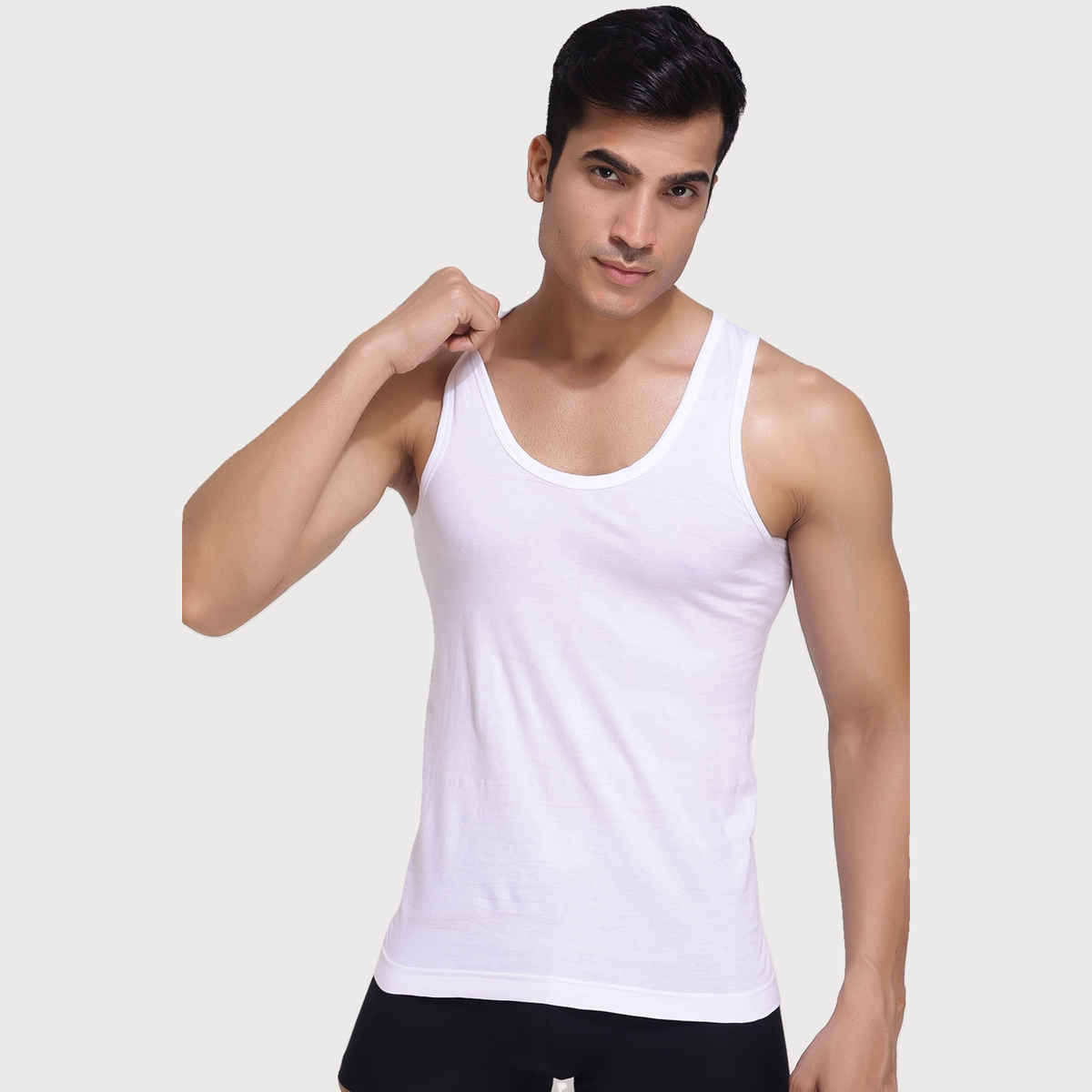 John Players Men's Classic Ribbed Cotton Vest | (JVT002M18) | White - S