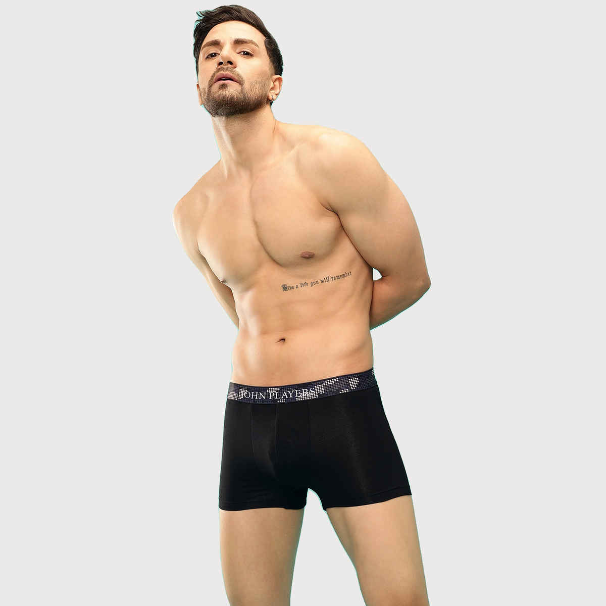 John Players Men's Classic Cotton Trunk With Sublimation Waistband | (JTK034M13) | Black - 2XL