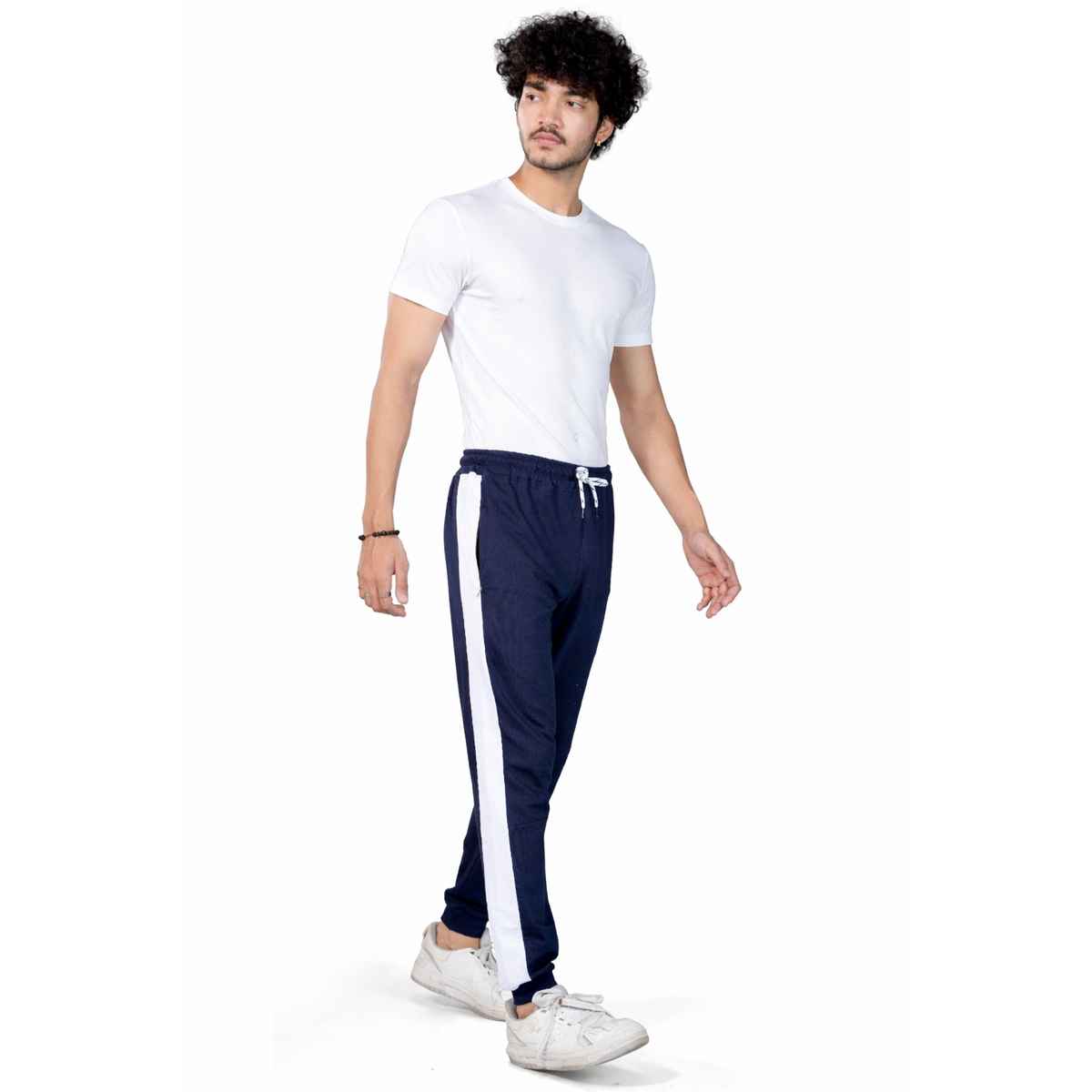 GCYX Men's Track Pant | 100% Cotton Comfortable Wear | Ecru Cut Sew | Navy - M
