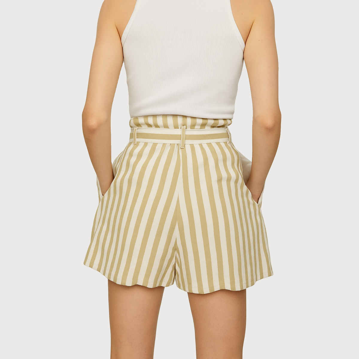 Luxrio Women's Shorts Cotton Striped Shorts | WMNSHORTSSTRP | Yellow - XL