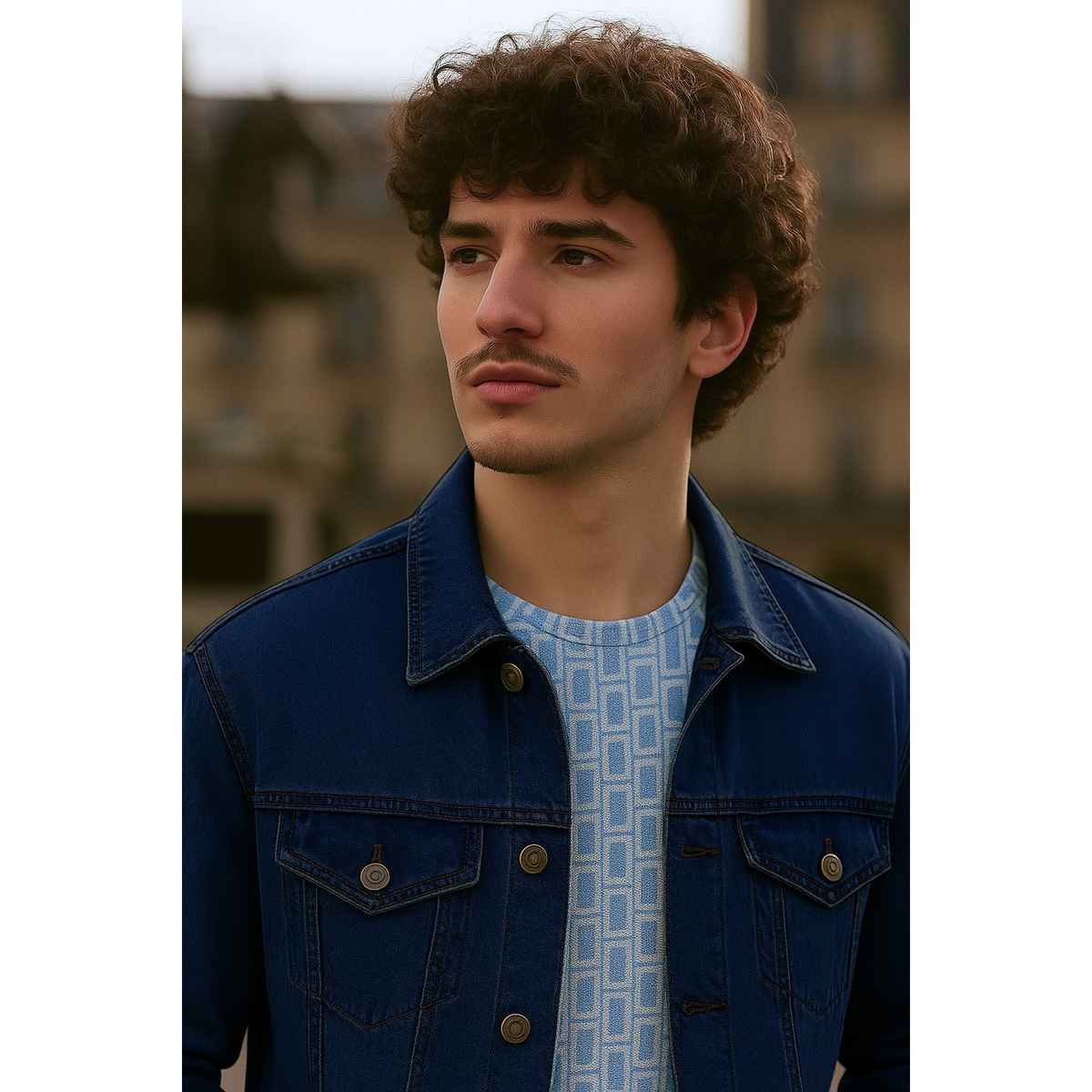 Ftx Men's Solid Regular Fit Full Sleeve Denim Jacket | Dark Blue - M