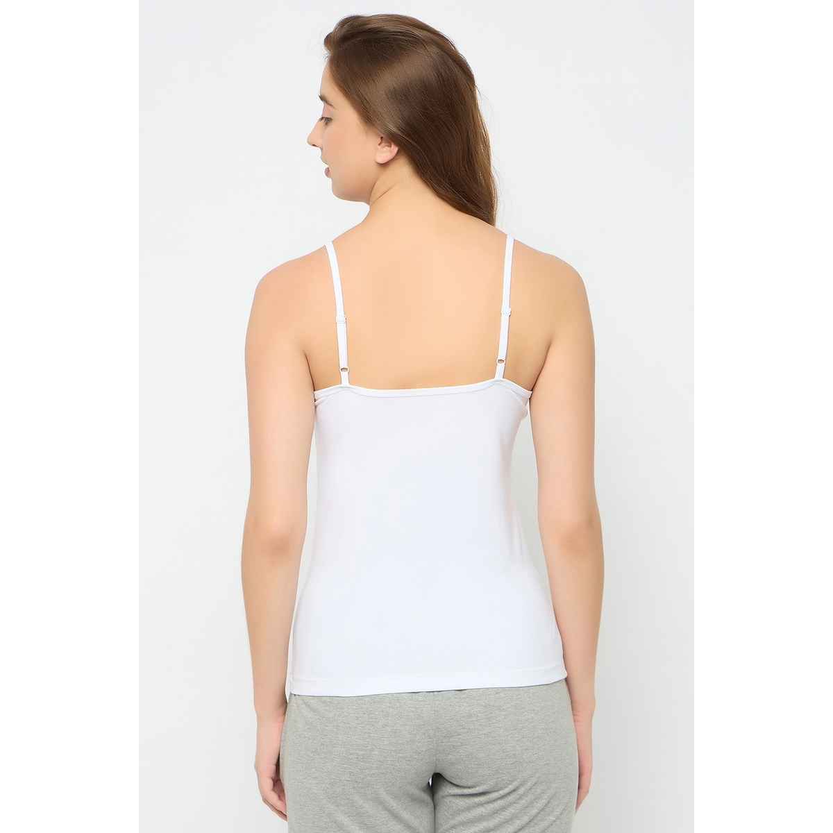 Clovia Chic Basic Camisole In White - Cotton(White - S)