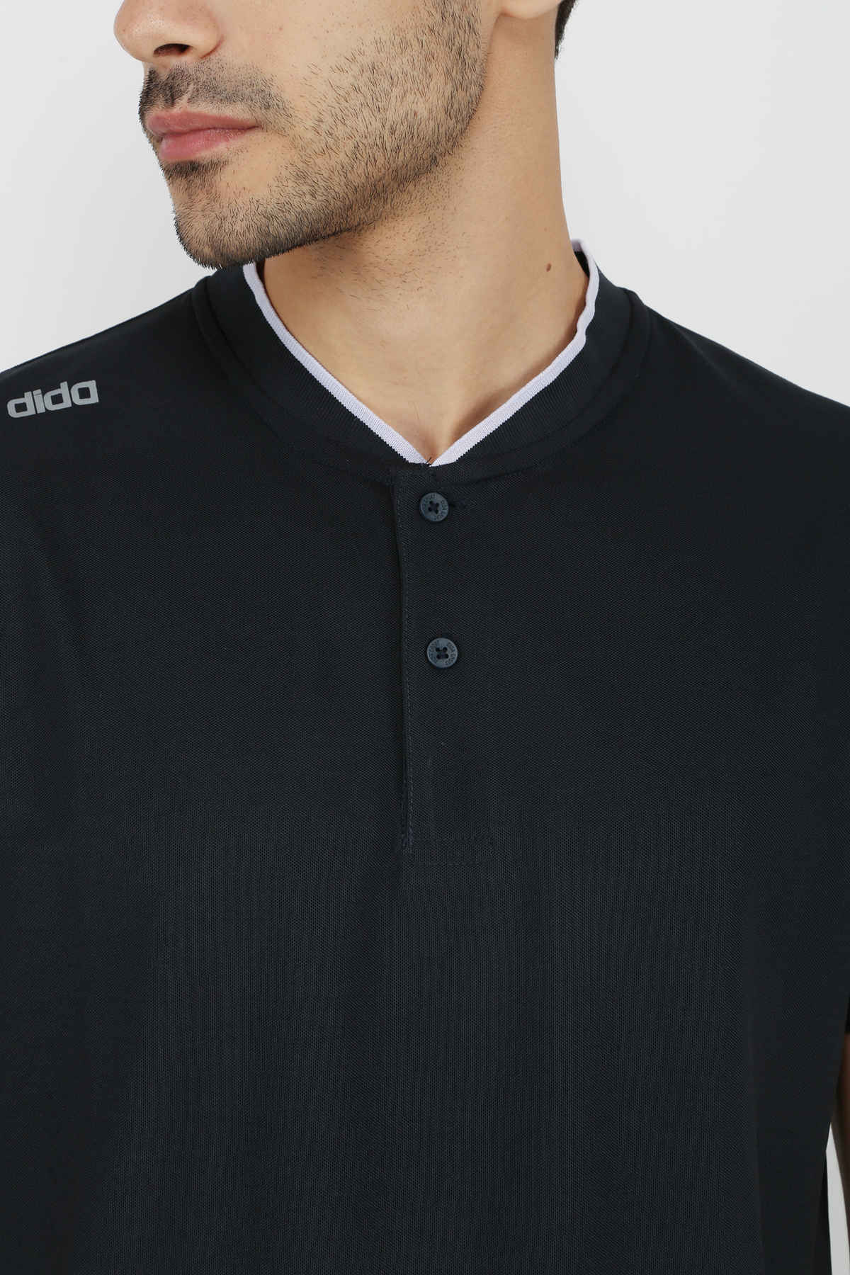 Dida Men's Sports Henley T-shirt | Regular Comfortable Stretchable Dry-Fit | Navy - XL