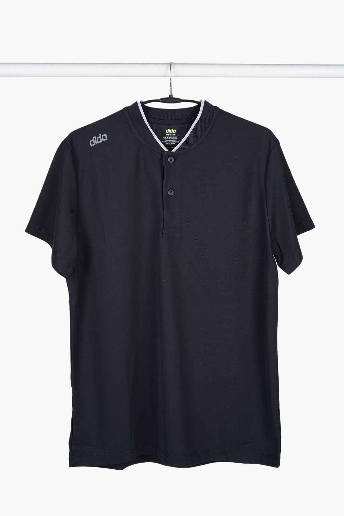 Dida Men's Sports Henley T-shirt | Regular Comfortable Stretchable Dry-Fit | Navy - XL