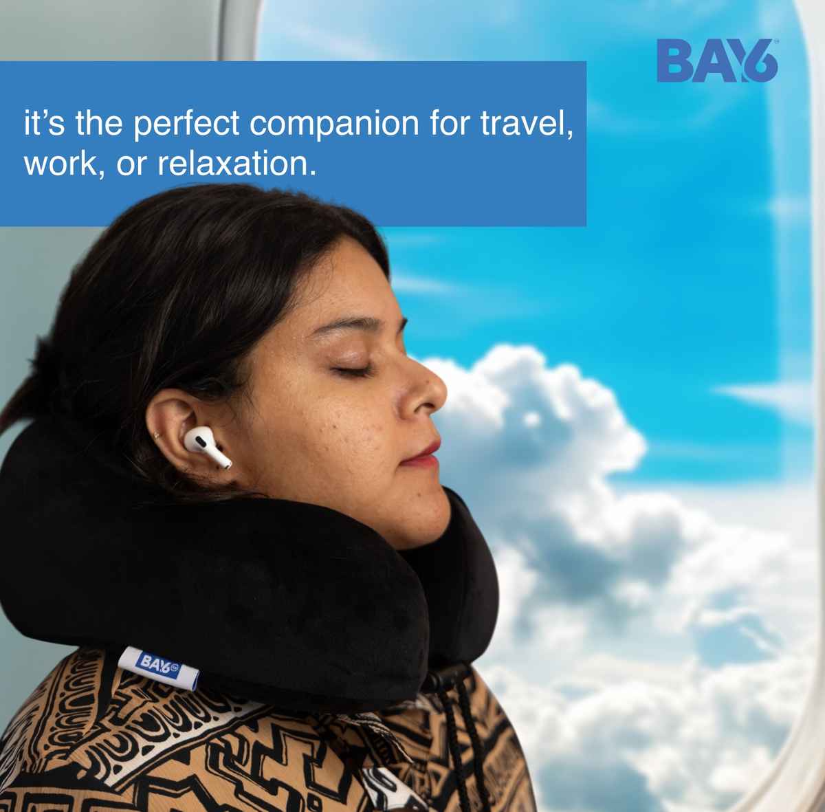 BAY6 Unisex Memory Foam Neck Pillow | Black