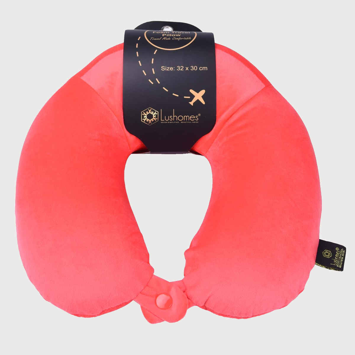 Lushomes Unisex Solid Memory Foam Neck Pillow | Red - One Size
