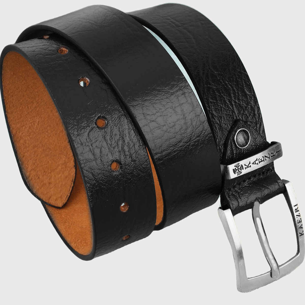 Kaezri Genuine Leather Black Textured Belt for Men | Katablcob - 42