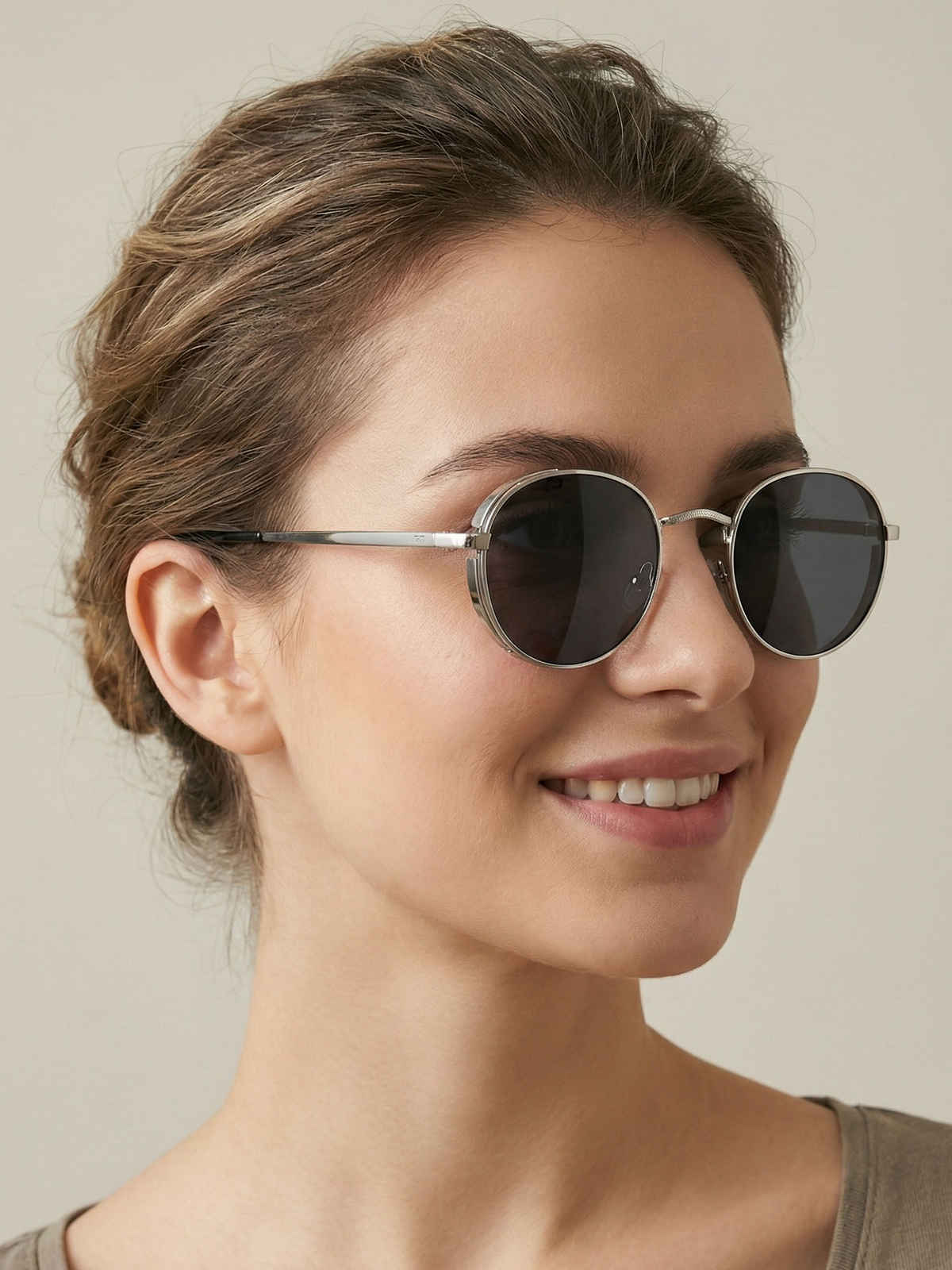 NuVew Unisex Round Sunglasses | Silver & Black | Medium