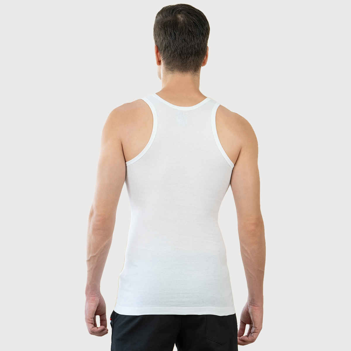Lux Cozi Maxx Pure Cotton Round Neck Ribbed Vest | White | XXL | Pack Of 3
